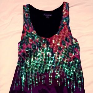 Rainbow Leopard Sequin top